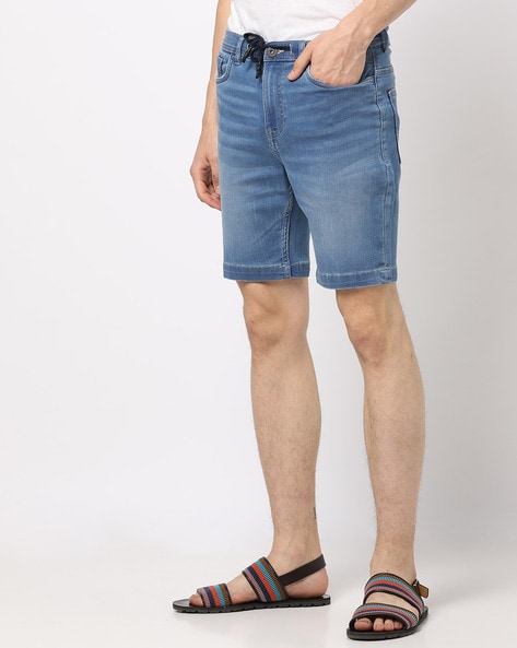 Lightly Washed Slim Fit Denim Shorts