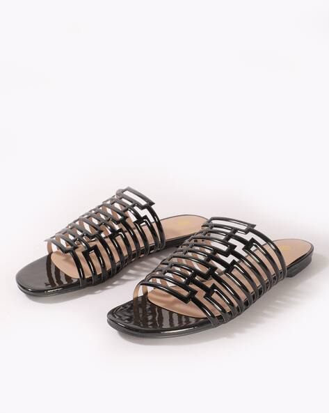 Caged Sandals Leather Black Sandals Flat Buy Black Flat Sandals