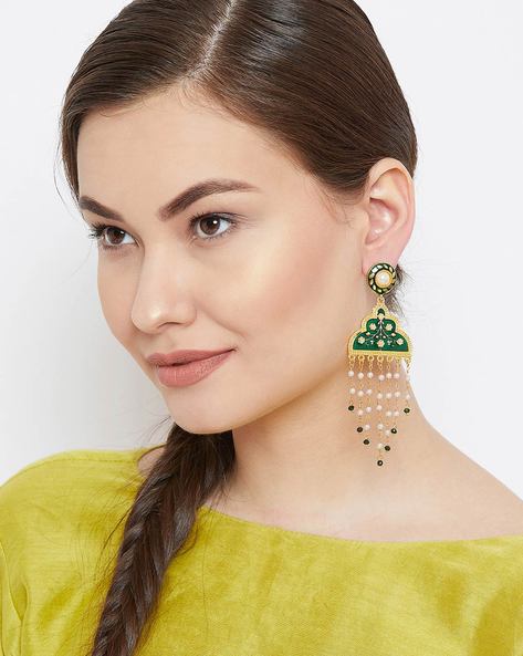 Buy Ayesha Contemporary White Diamante Crystal Studded Gold-Toned Long Tassel  Drop Earrings Online at Best Prices in India - JioMart.