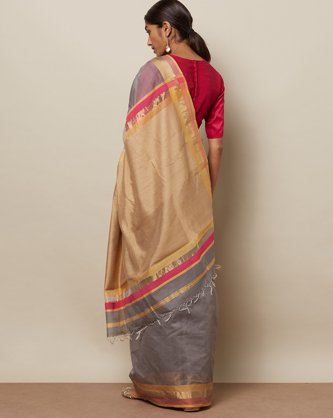 Buy Cream Sarees for Women by BESUCHER Online | Ajio.com