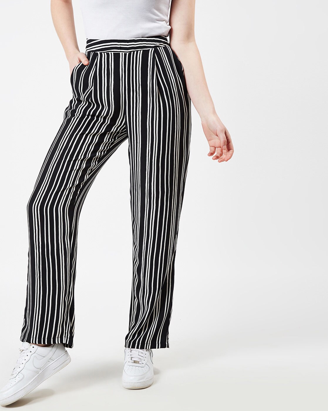 black and white trousers