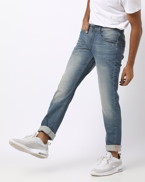 John Players Low-Rise Mid-Wash Skinny Jeans