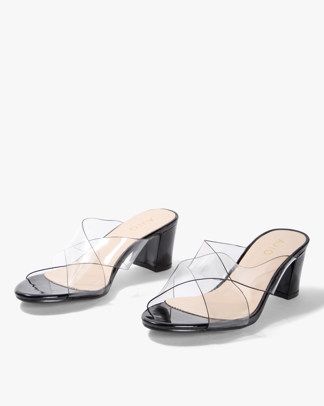 Crisscross transparent strap bow sandals hot sale