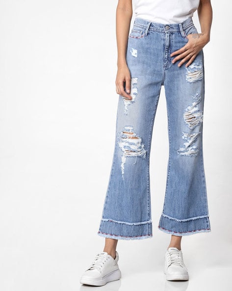distressed mid rise jeans