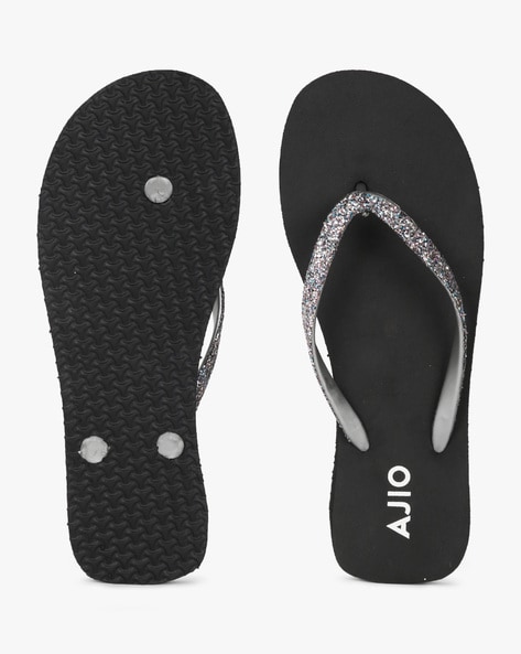 Black glitter flip discount flops