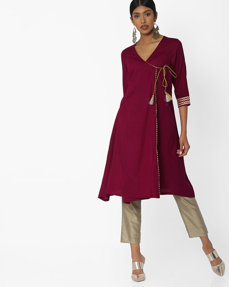 Sassafras Angrakha Kurta with Flared Hemline