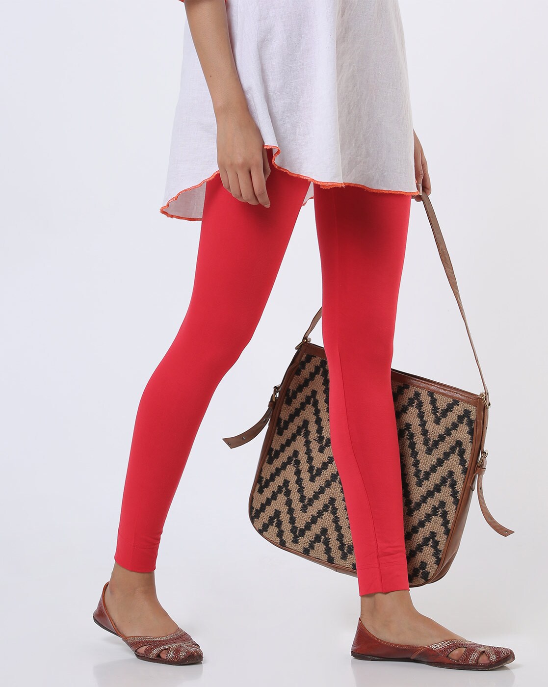 Buy Go Colors Women Red Solid Ankle Length Leggings - Leggings for Women  2701754 | Myntra