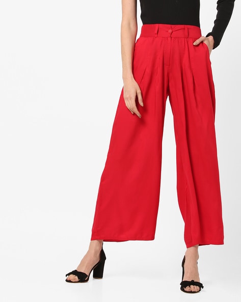 Pleat-Front Pants with Button Closure Price in India