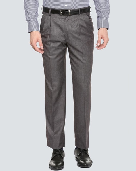 Buy Louis Philippe Black Regular Fit Formal Pleated Trousers for Mens  Online  Tata CLiQ