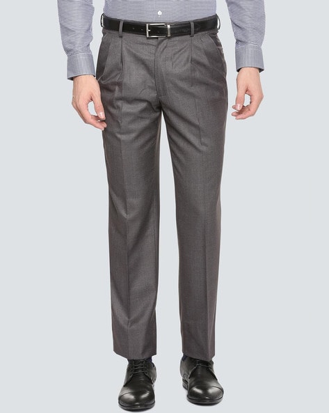 Louis Philippe Regular Fit Pleated Trousers