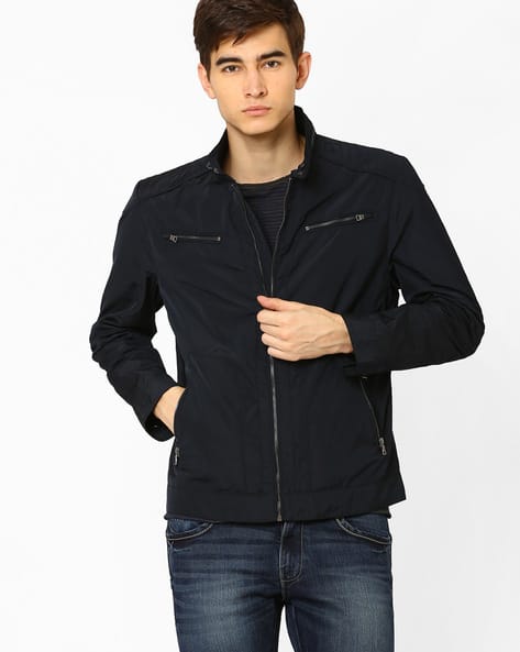 High-Neck Regular Fit Biker Jacket