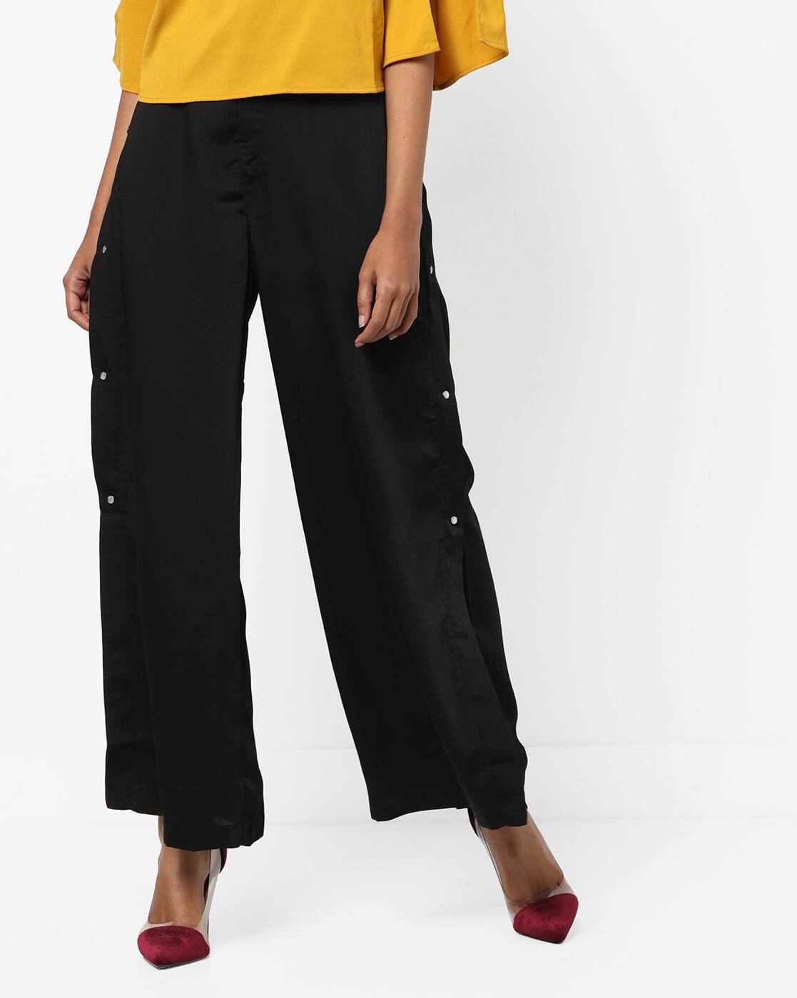 high waisted black flare pants