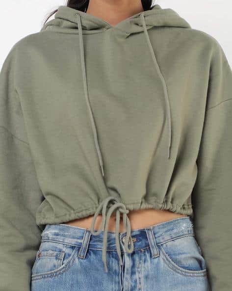 Cropped Hoodie with Tie-Up