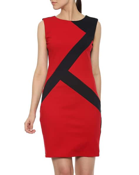 red and black bodycon dress