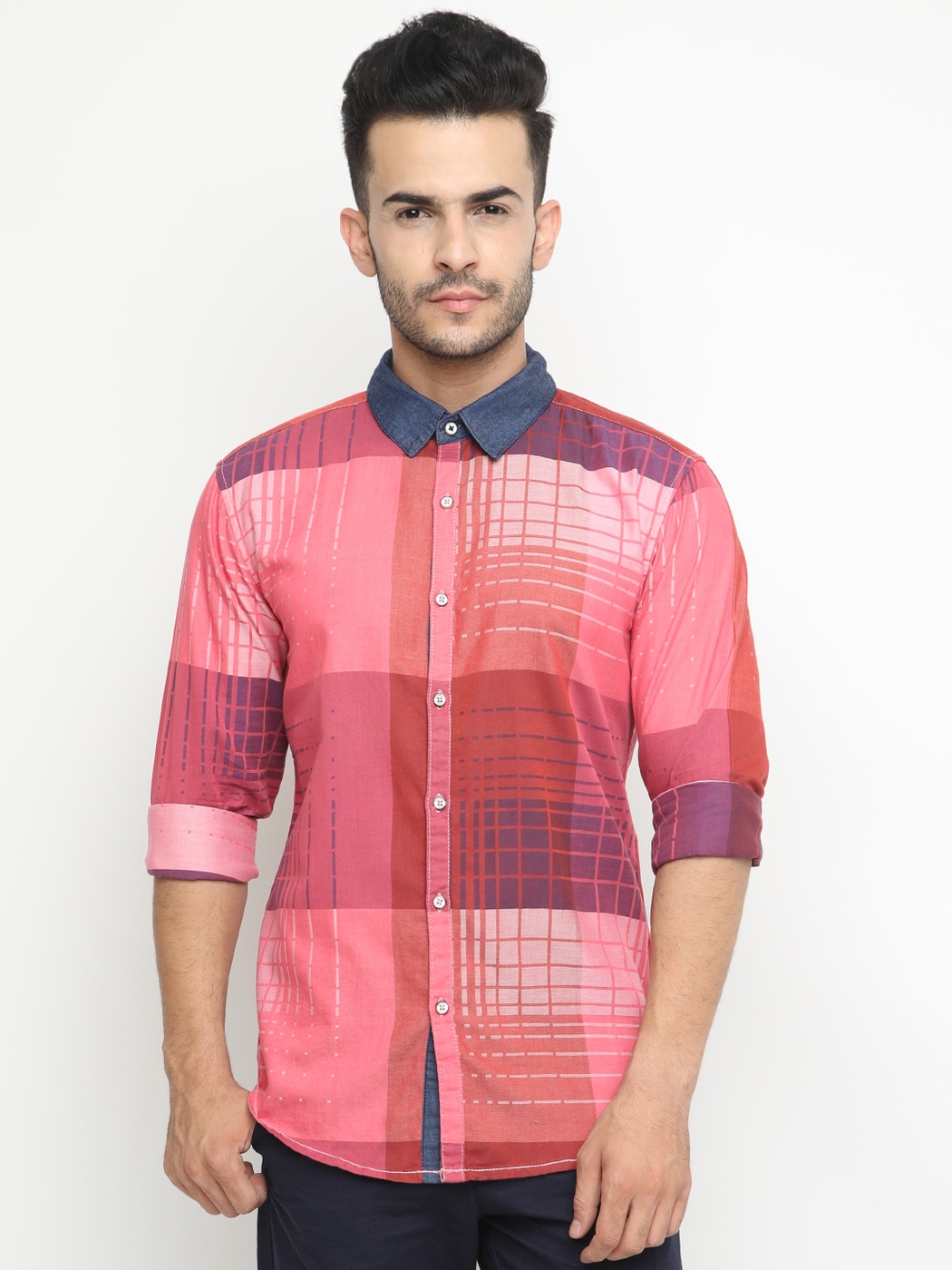 Buy Red WITH Checked Shirt | AJIO