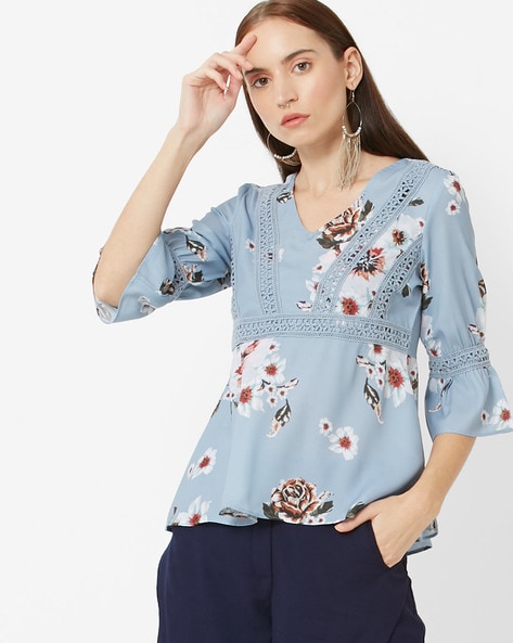 light blue peplum top