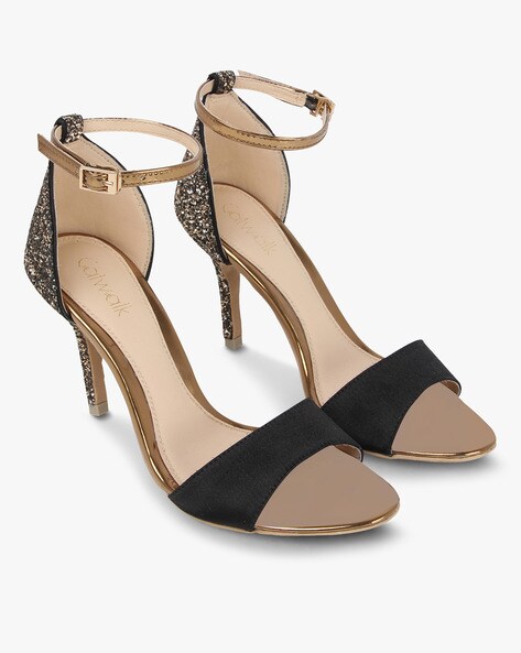 Shimmery Ankle Strap Stilettos