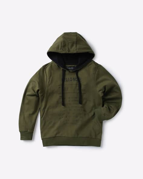 olive green hooded sweatshirt