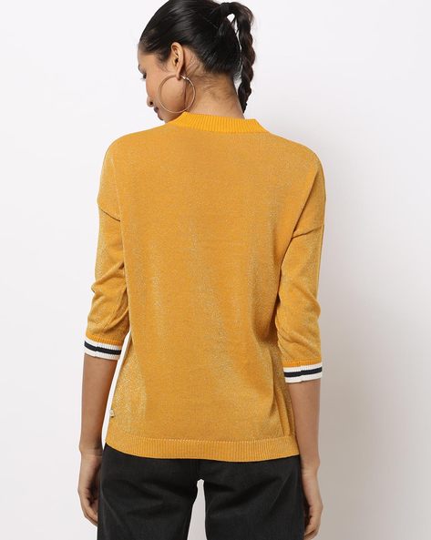 Good Time Mustard Yellow Chenille Knit V-Neck Sweater