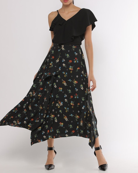 Asymmetrical Flared Skirt - Maxi Skirts - Women