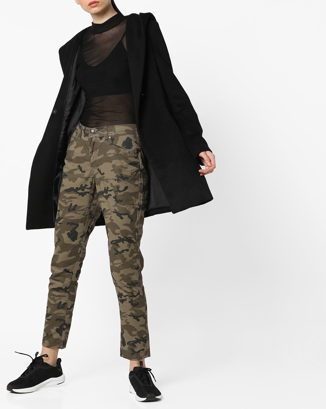 Cargo trousers with camouflage print Woman, Beige | TWINSET Milano