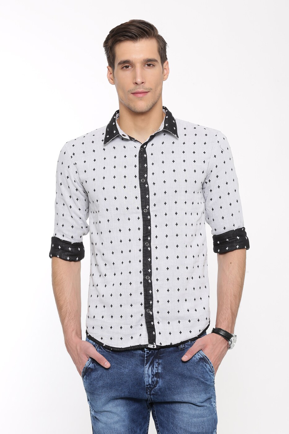 Buy White WITH Geometric Shirt | AJIO