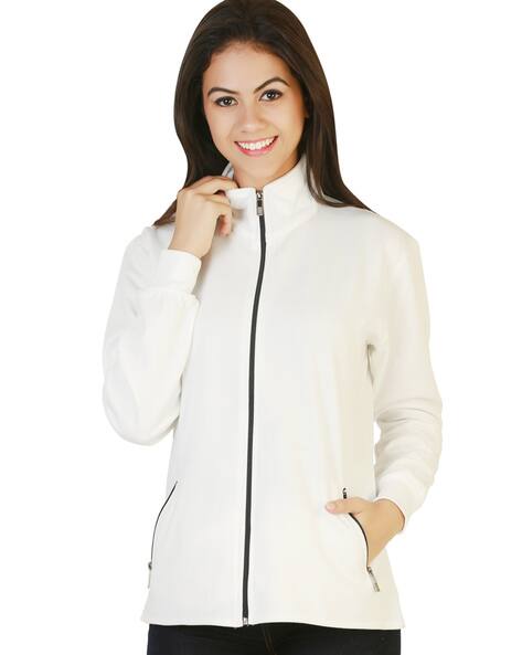 womens white zip jacket