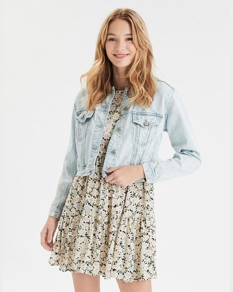 American eagle cropped denim on sale jacket