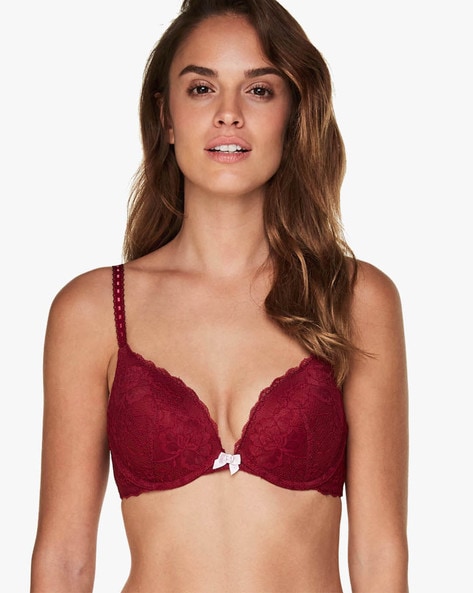 Wired Push-Up Bra with Lace Panel