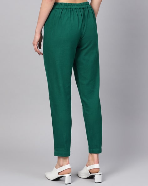 Pleated Cotton Pants with Insert Pockets