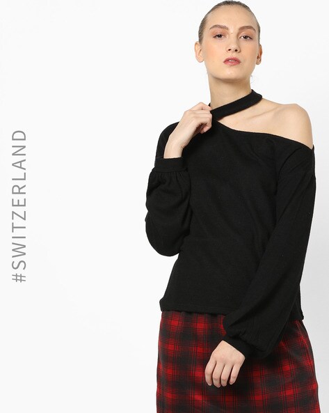 One shoulder choker on sale sweater