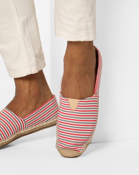 red and white striped espadrilles