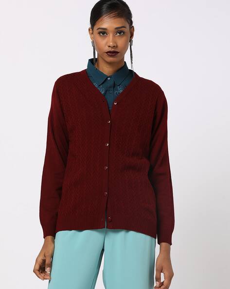 maroon cardigan womens