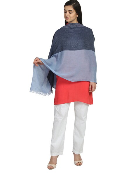 Colourblock Stole with Frayed Hem Price in India