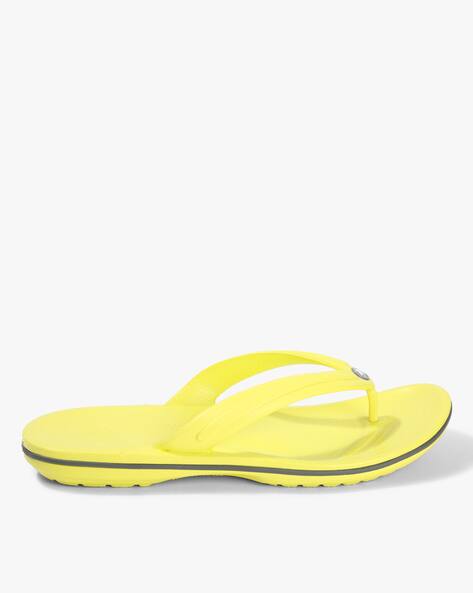 yellow croc flip flops