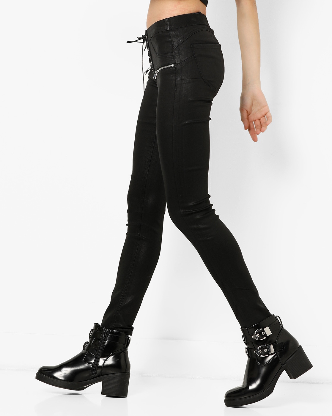 Buy Glossy Black Trousers  Pants for Women by TALLY WEiJL Online  Ajiocom