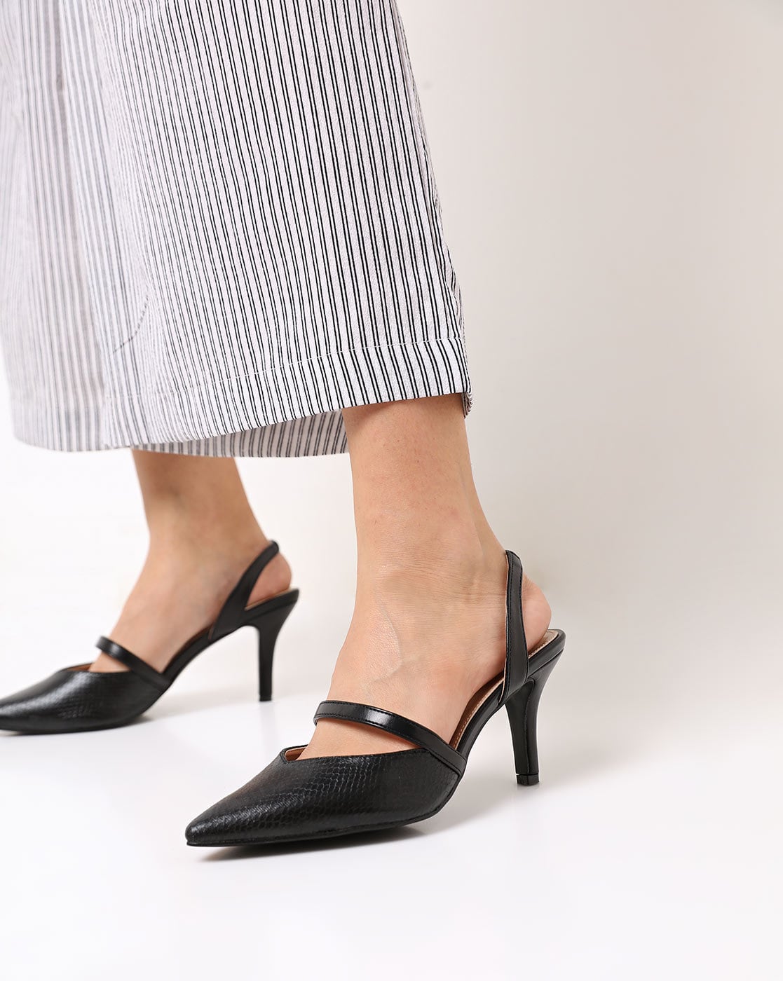 black slingback stilettos