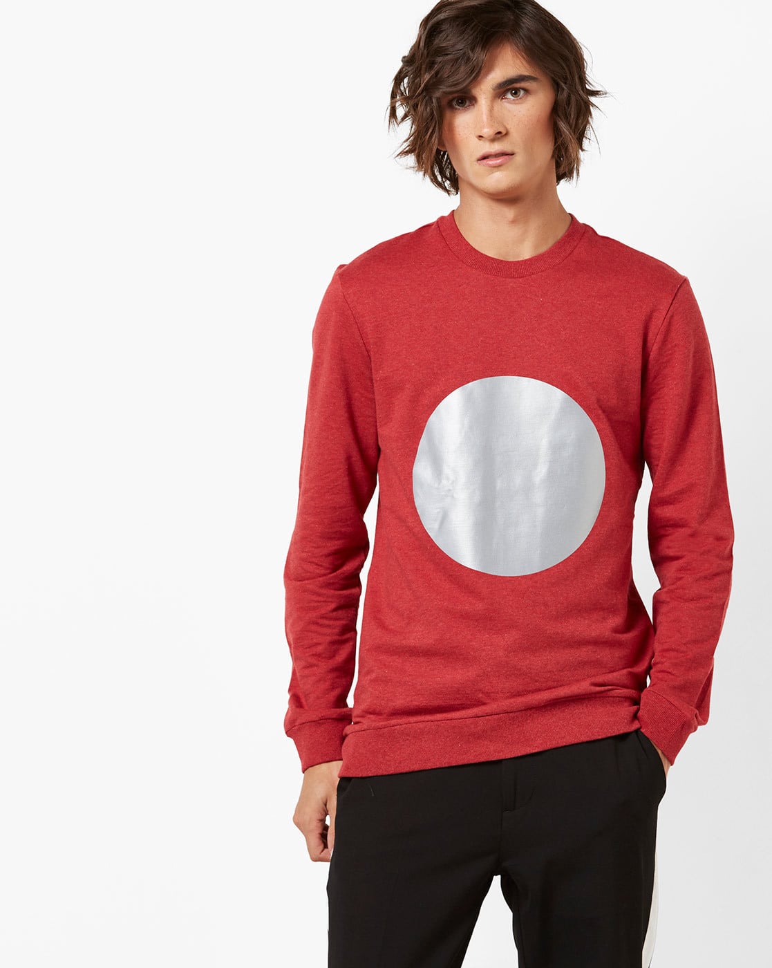 heathered crew neck sweatshirt