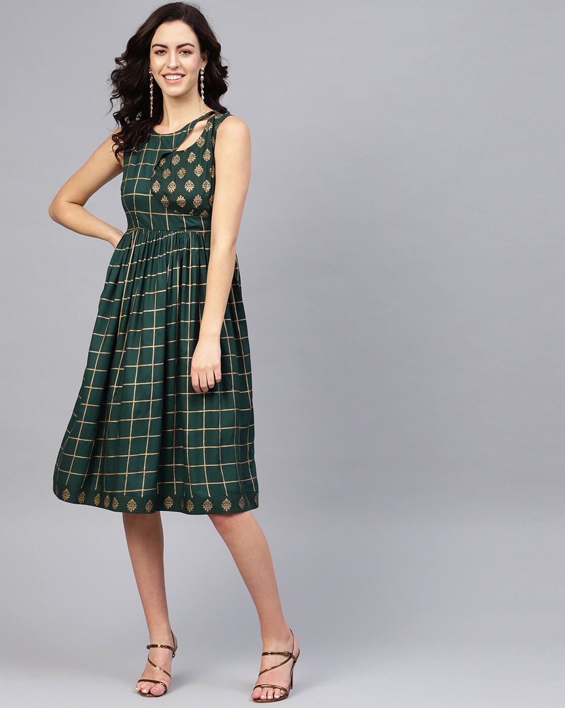 bottle green dress