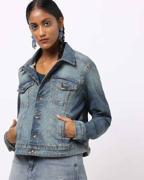 blanknyc red fury denim jacket