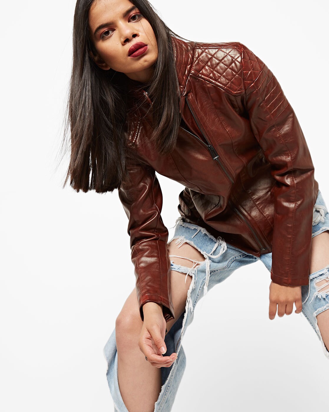 ajio leather jackets womens