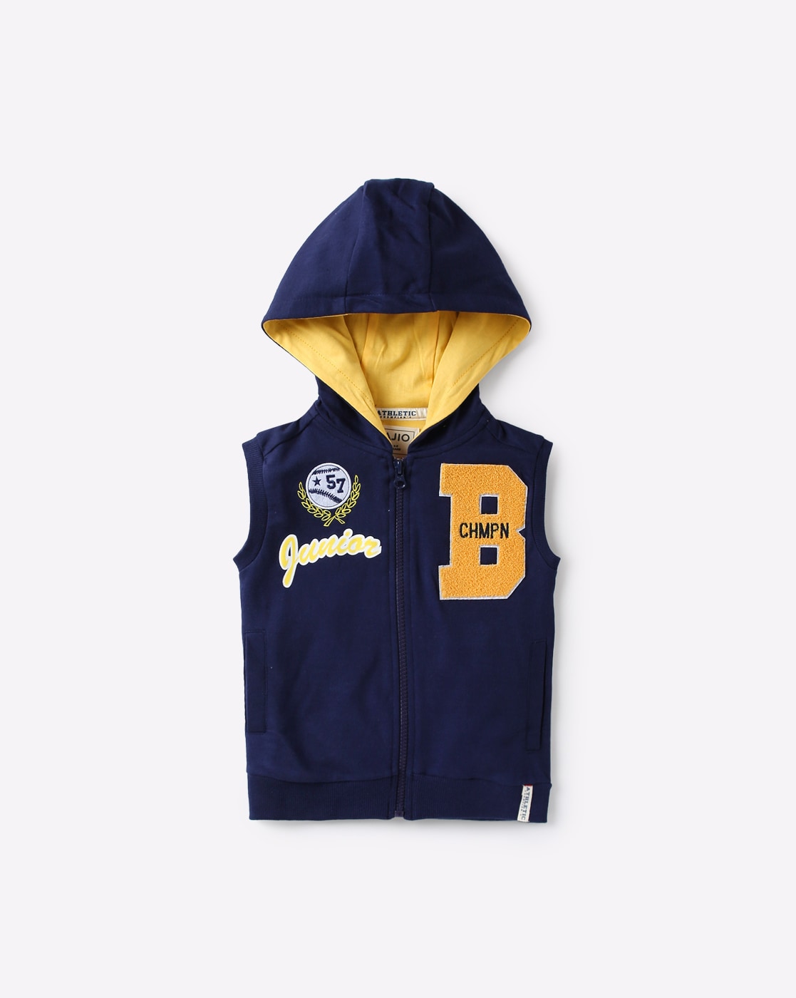 navy blue sleeveless hoodie