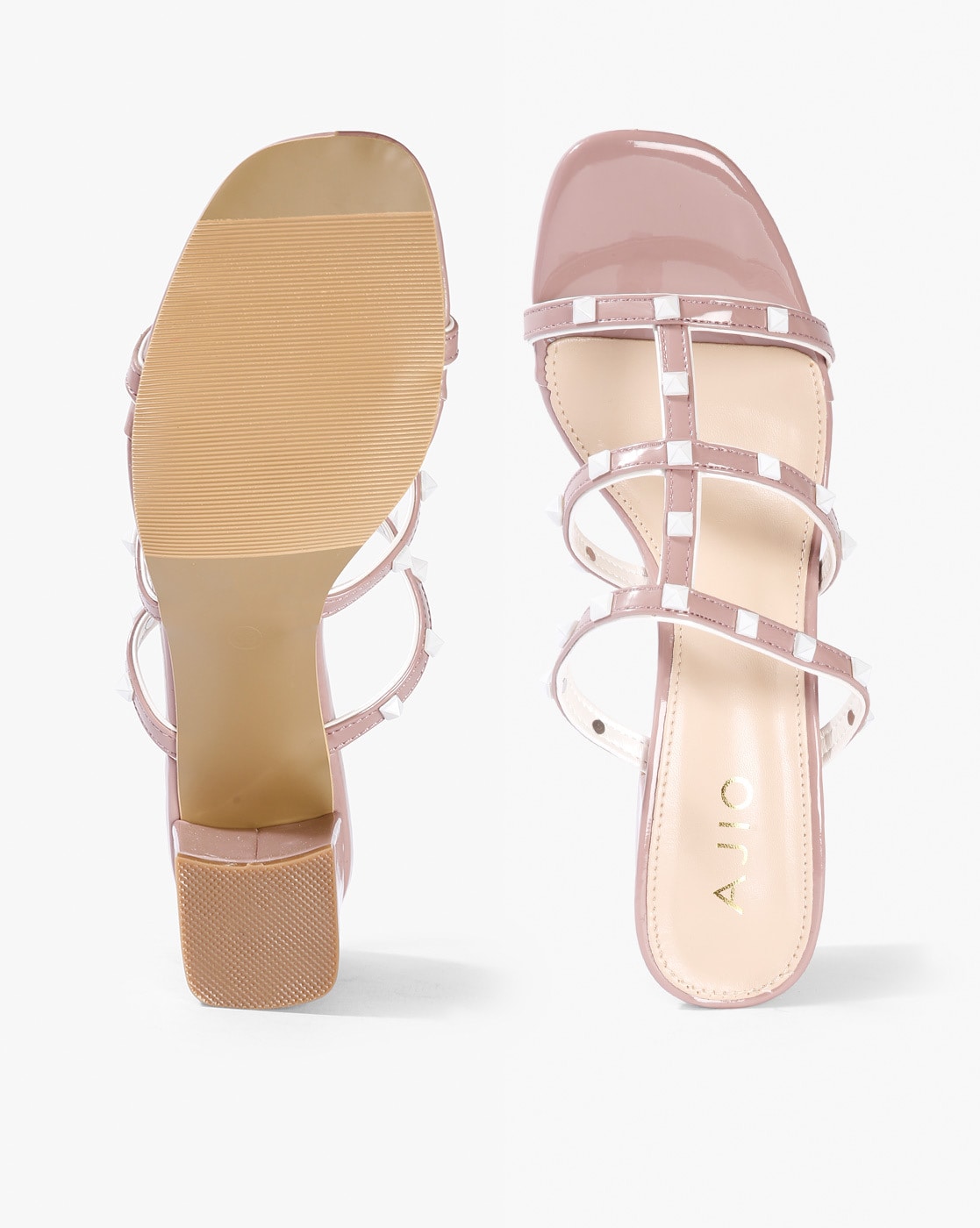 Public desire always blush studded mid heeled sandals sale