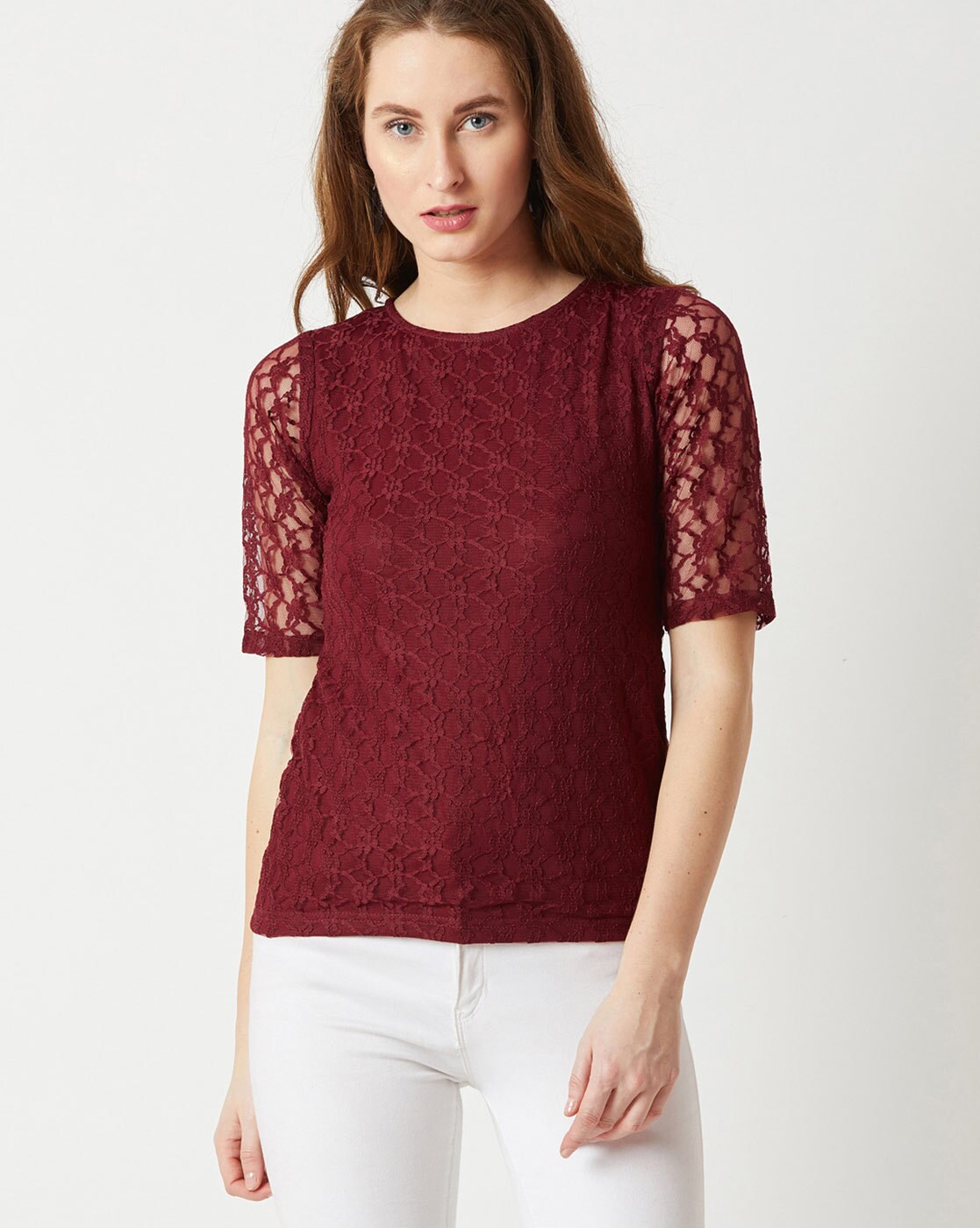 maroon lace top