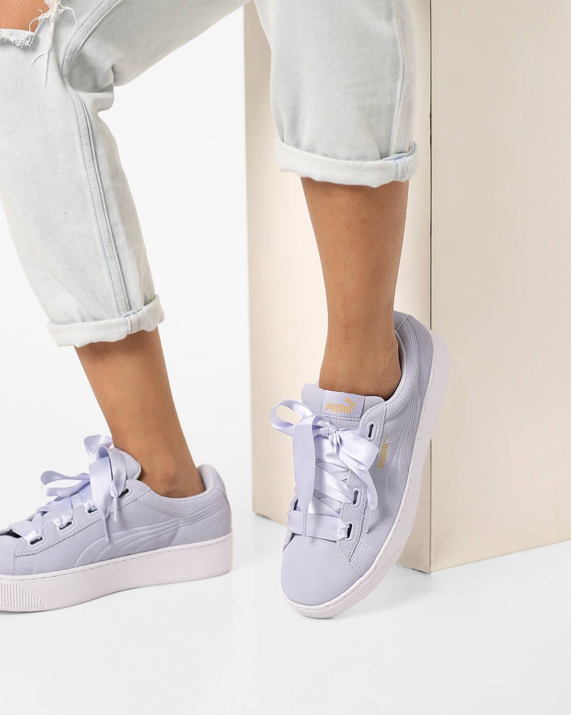 Vikky Platform Ribbon Suede Shoes