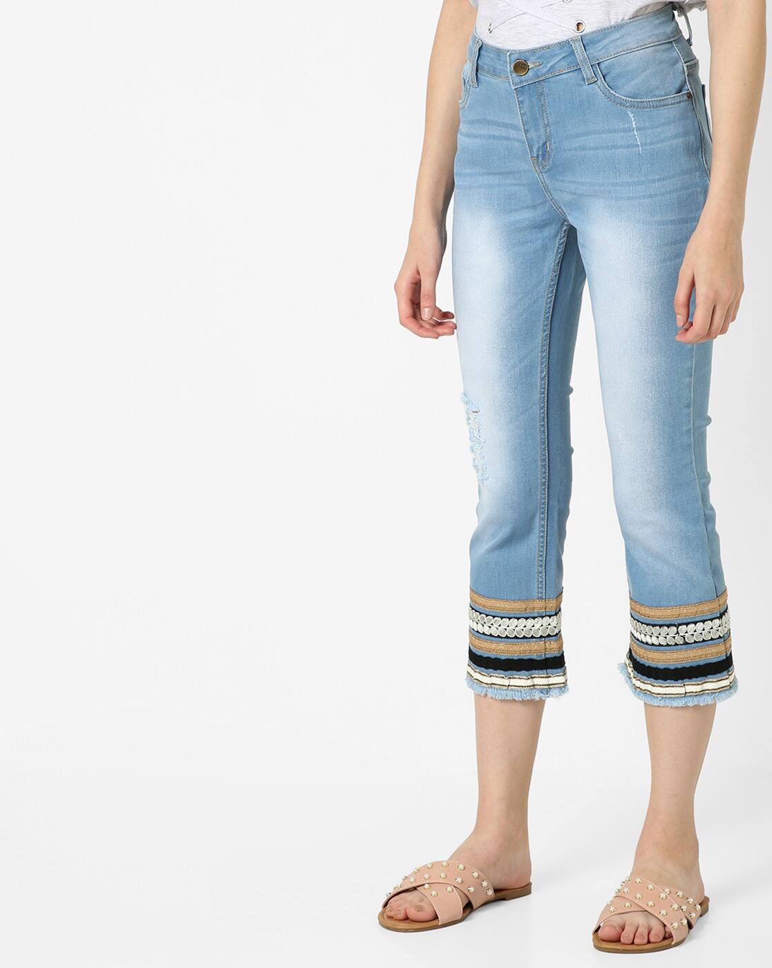 frayed denim capris