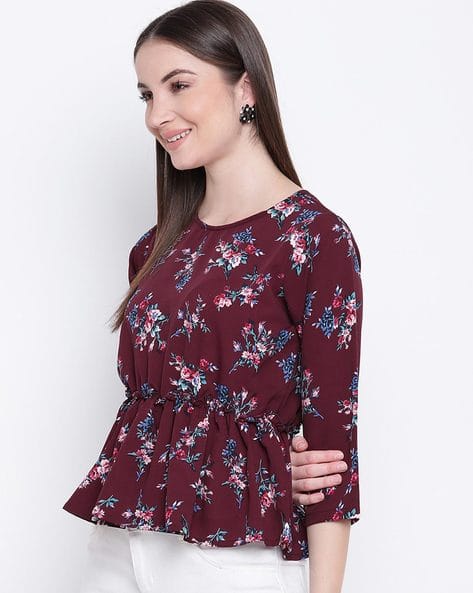Floral Print Peplum Top (Image - 3)