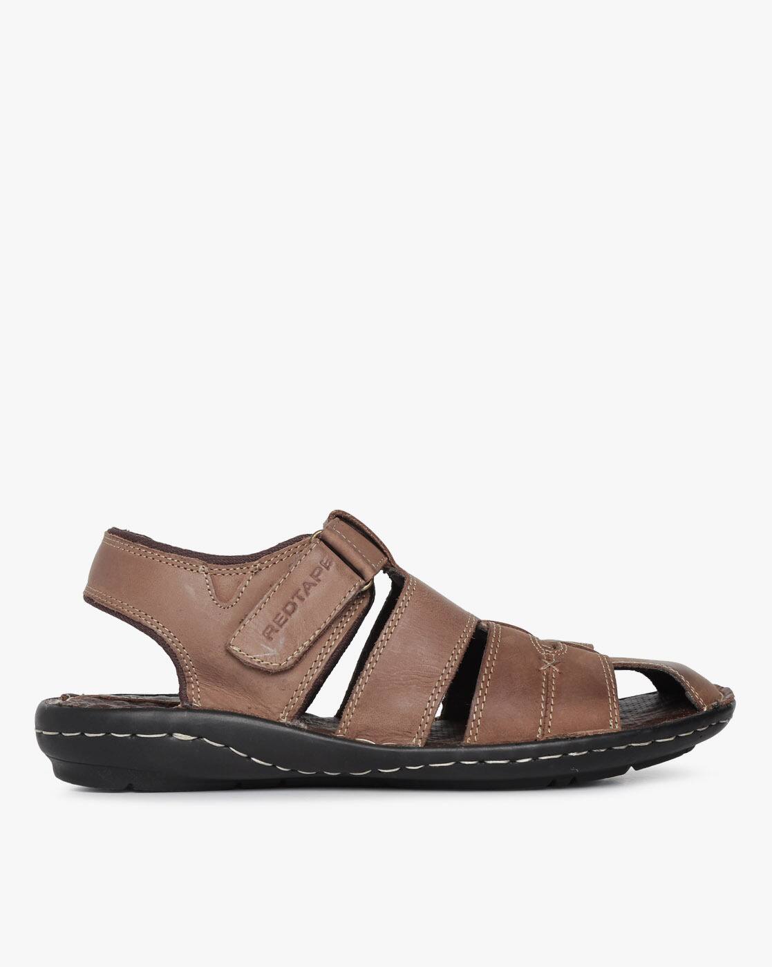 red tape mens leather velcro closure sandals
