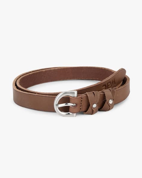Leather Belt with Criss-Cross Loops