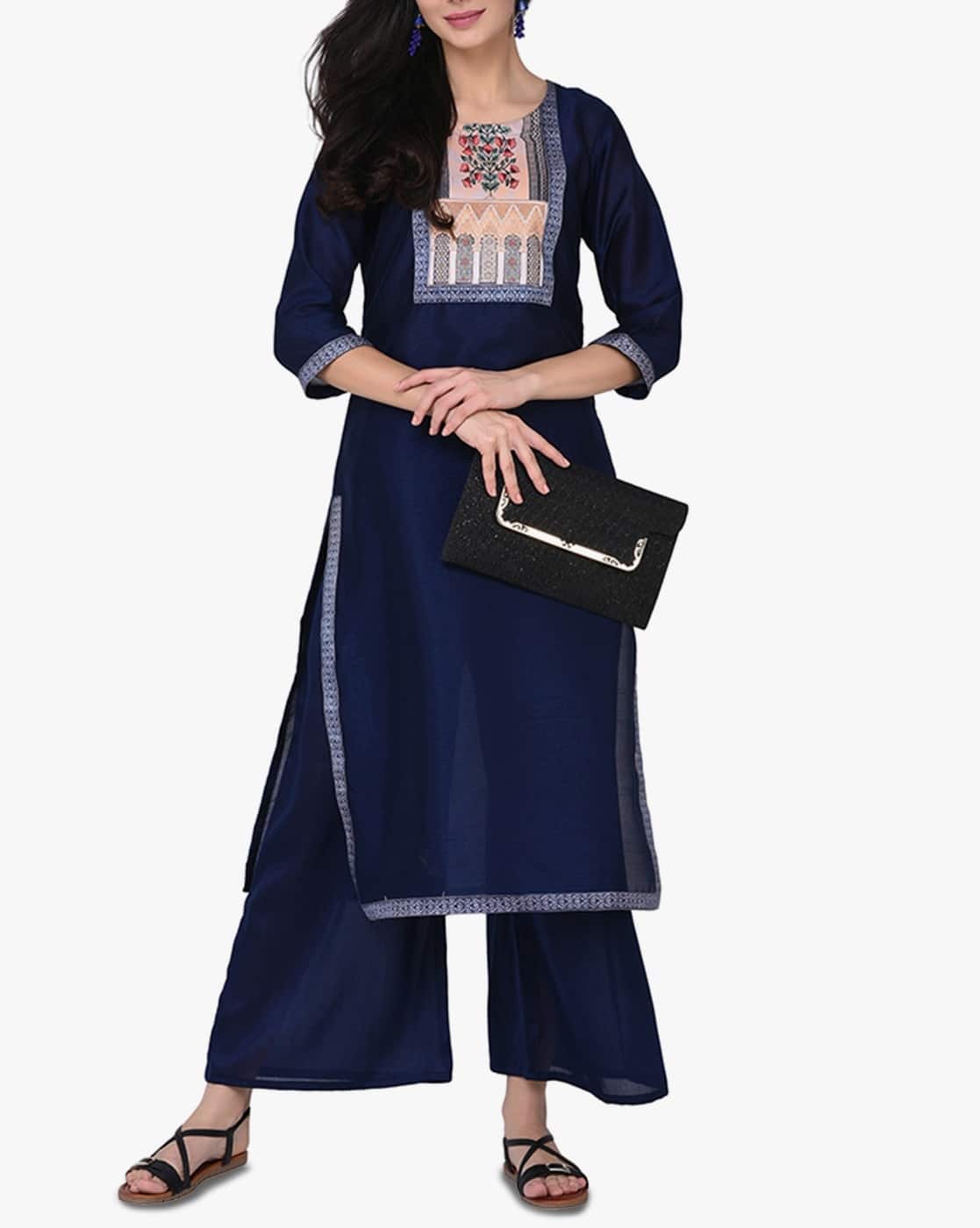 Buy Navy Blue Kurta Suit Sets for Women 